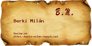 Berki Milán névjegykártya
